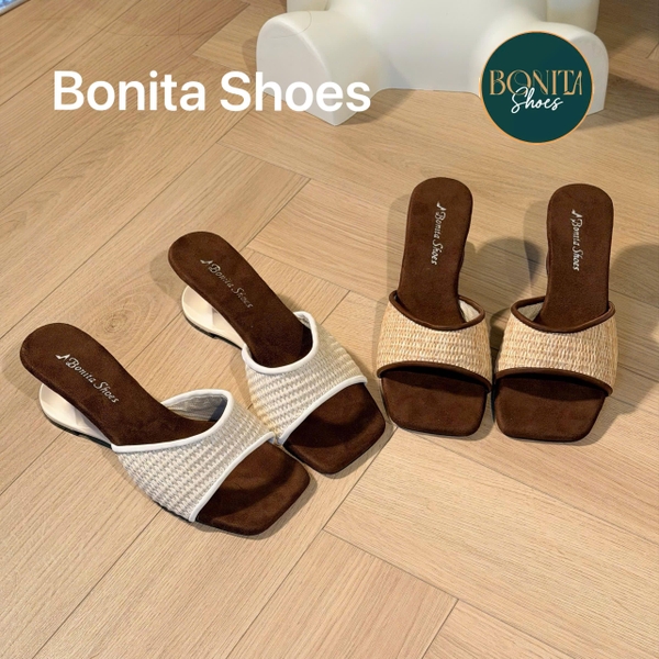 D205 Cao gót nữ Bonita Shoes quai GẤP mũi vuông cao 6cm - NS1