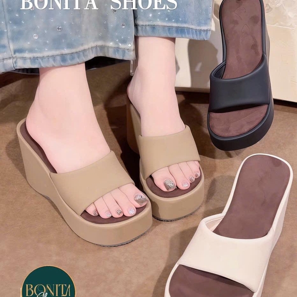 N1 Dép xuồng bánh mì quai ngang M2 mút phồng cao 10 Cm DéP Nữ Shoes