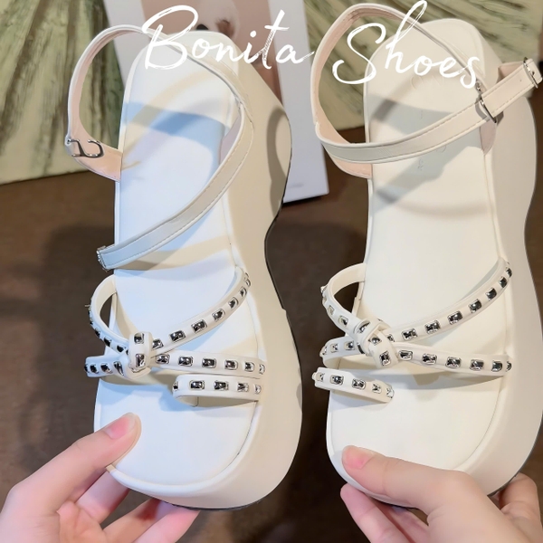 DX720 Sandal xuồng nữ Bonita Shoes quai chéo thắt 8cm - NS2
