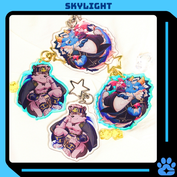Móc Khóa/Keychain Furry QINGLONG/ KAMUI - Tokyo Afterschool Summoners - Nhựa Mica 6cm (Rainbow / Trơn)