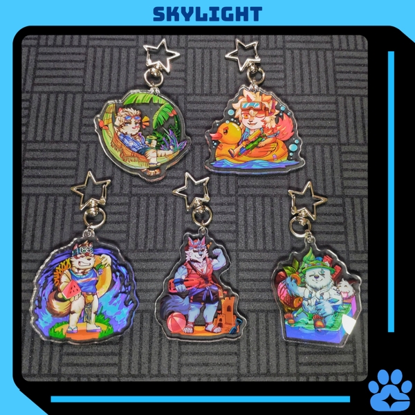 Móc Khóa Furry MOUNTAIN/ HUNG/ VOLIBEAR/ FREEDY/ KAMUI - Trơn - Nhựa Mica trong suốt 6cm