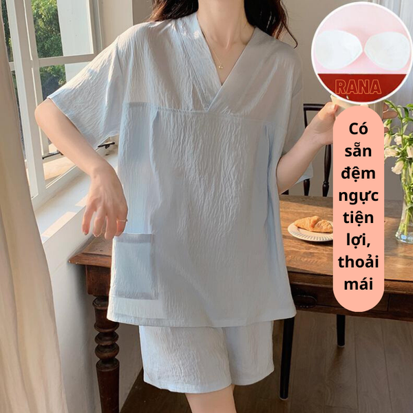 Đồ bộ mặc nhà nữ Phong cách Hàn Quốc Có mút ngực
