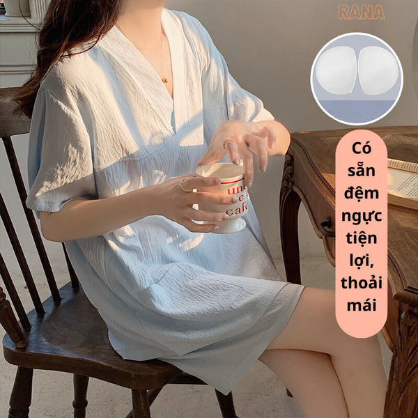 Đồ bộ mặc nhà nữ Phong cách Hàn Quốc Có mút ngực