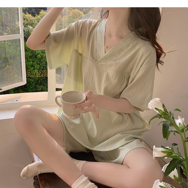 Đồ bộ mặc nhà nữ Phong cách Hàn Quốc Có mút ngực