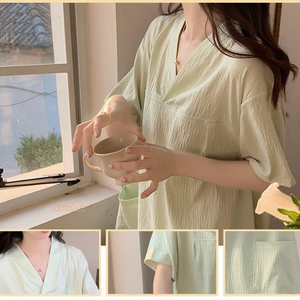 Đồ bộ mặc nhà nữ Phong cách Hàn Quốc Có mút ngực