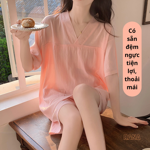 Đồ bộ mặc nhà nữ Phong cách Hàn Quốc Có mút ngực