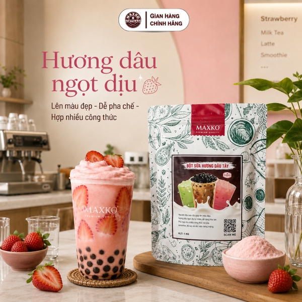 Bột Sữa Hương Dâu Tây Maxko 1kg