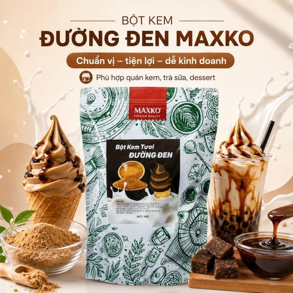 Bột Kem Đường Đen Maxko 1kg