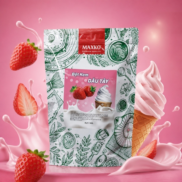 Bột Kem Dâu Tây Maxko 1kg