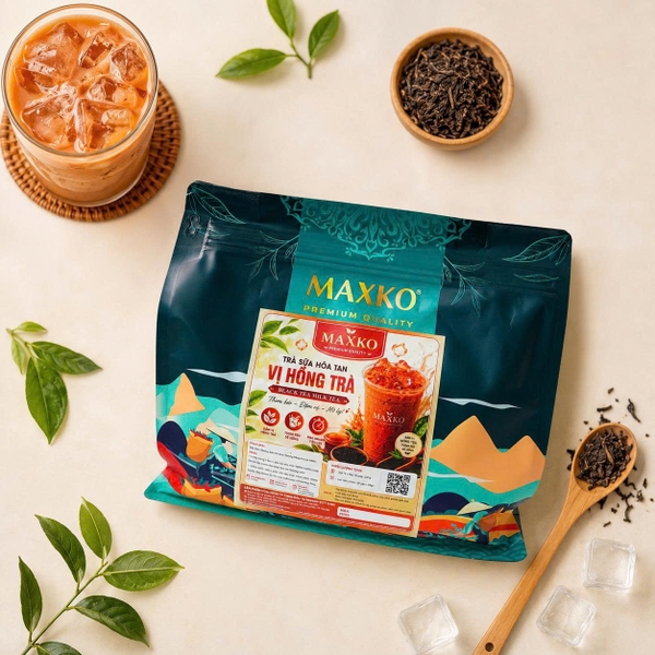 Trà Sữa Hòa Tan Trân Châu Vị Hồng Trà Maxko