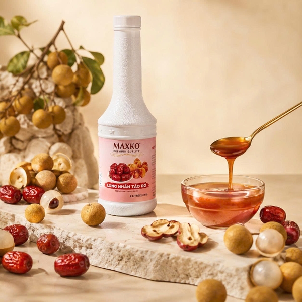 Sốt Long Nhãn Táo Đỏ Maxko 1L