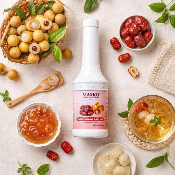 Sốt Long Nhãn Táo Đỏ Maxko 1L