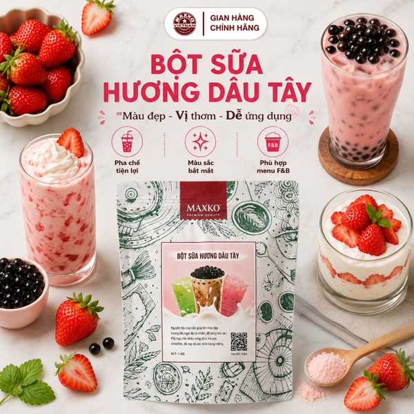 Bột Sữa Hương Dâu Tây Maxko 1kg