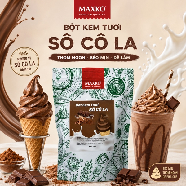 Bột Kem Sữa Socola Maxko 1kg