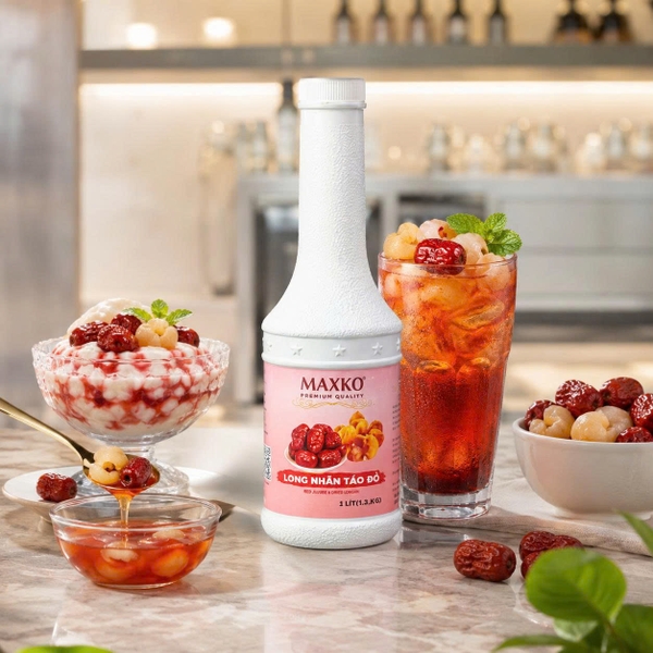 Sốt Long Nhãn Táo Đỏ Maxko 1L