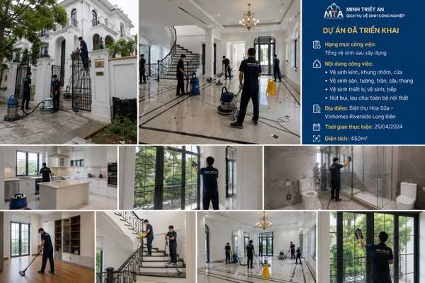 Dự án Tổng vệ sinh sau xây dựng Biệt thự Hoa Sữa – Vinhomes Riverside - Long Biên