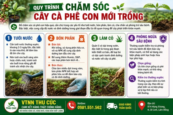 🌱 QUY TRÌNH CHĂM SÓC CÀ PHÊ CON MỚI TRỒNG ☕🌿