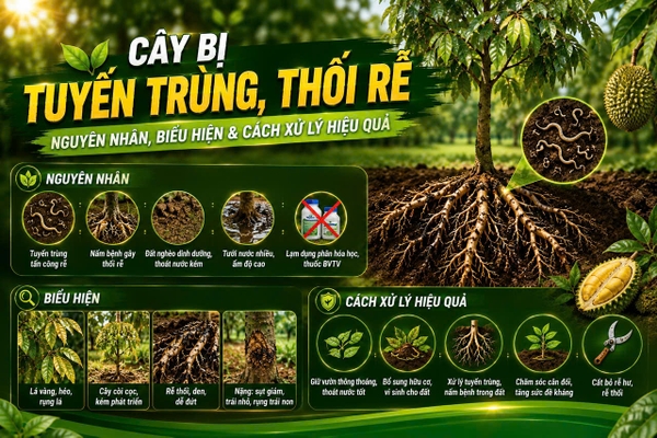 🌱 Cây Bị Tuyến Trùng, Thối Rễ: Nguyên Nhân, Biểu Hiện & Cách Xử Lý Hiệu Quả