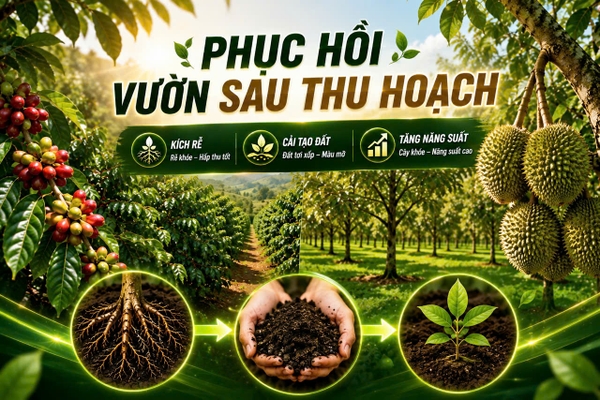 🌱 Phục Hồi Vườn Sau Thu Hoạch – Kích Rễ, Cải Tạo Đất, Tăng Năng Suất Mùa Vụ