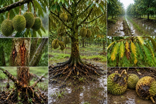 🍂 NẤM PHYTOPHTHORA TRÊN SẦU RIÊNG: NGUYÊN NHÂN GÂY ĐEN CUỐNG, THỐI TRÁI VÀ RỤNG TRÁI HÀNG LOẠT MÙA MƯA