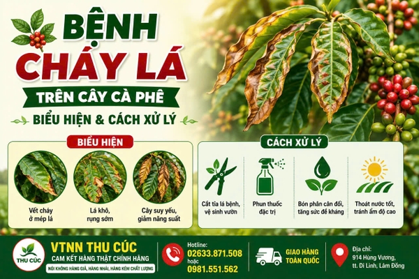 🍂 BỆNH CHÁY LÁ TRÊN CÂY CÀ PHÊ – BIỂU HIỆN & CÁCH XỬ LÝ 🌱☕
