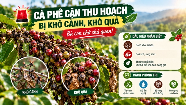 🚨 CÀ PHÊ CẬN THU HOẠCH BỊ KHÔ CÀNH, KHÔ QUẢ – BÀ CON CHỚ CHỦ QUAN! ☕🌿