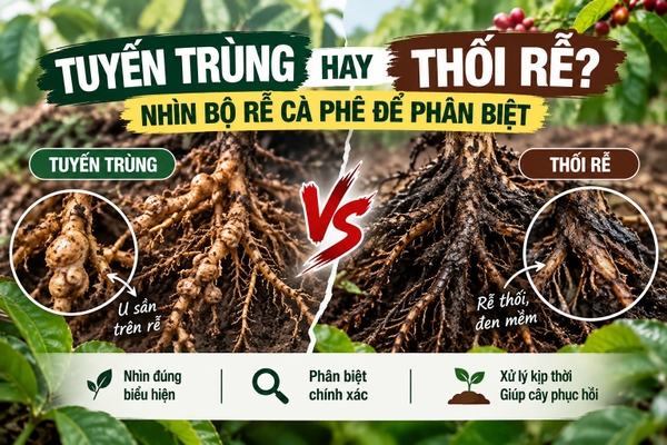 ⚠️ TUYẾN TRÙNG HAY THỐI RỄ? NHÌN BỘ RỄ CÀ PHÊ ĐỂ PHÂN BIỆT ☕🌱
