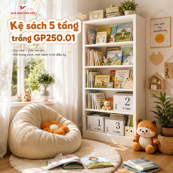 Kệ Sách Gỗ MDF 5 Tầng GP250.01 - Cao 156cm - Nhà Gọn Gàng Hơn, Trẻ Thích Đọc Sách Hơn