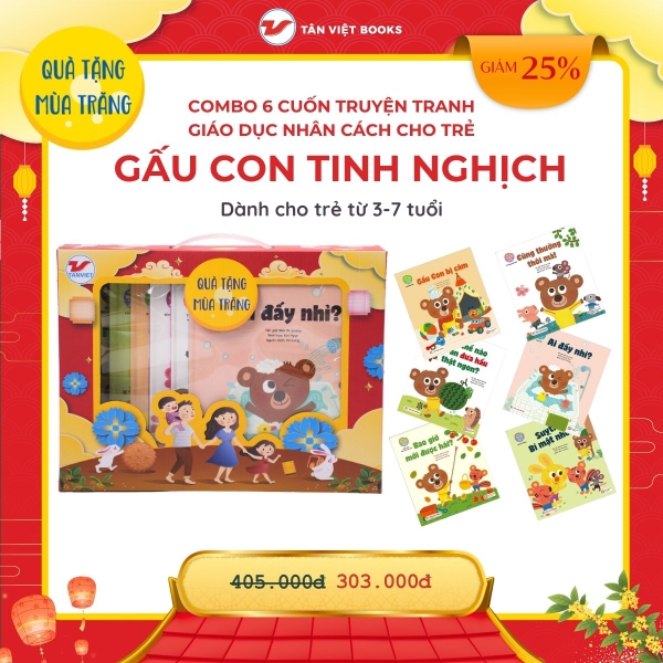 Hộp Quà Tặng Mùa Trăng Cho Trẻ 3-7 Tuổi: Gấu Con Tinh Nghịch (6 Cuốn)