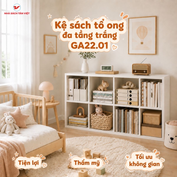 Kệ sách tổ ong đa tầng trắng GA22.01 - Tân Việt Books