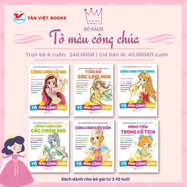 Combo 6 cuốn :Bộ Sách Bồi Dưỡng Năng Lực Cảm Nhận Thẩm Mỹ - Tô Màu Công Chúa