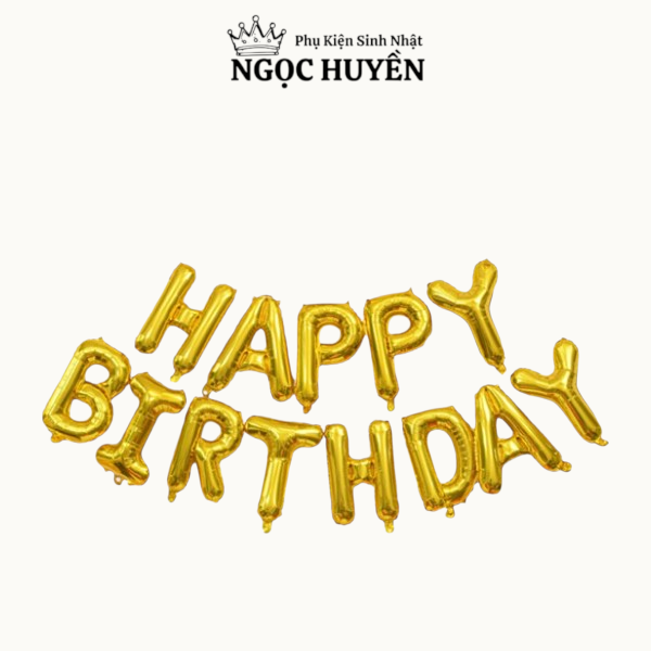 Bong bóng nhôm (bạc) bộ chữ happy birthday dùng trong sinh nhật