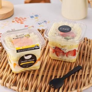 Hộp Nhựa Vuông Đựng Bánh Lạnh Mousse B10-8 400ml (Bịch 50 Chiếc)