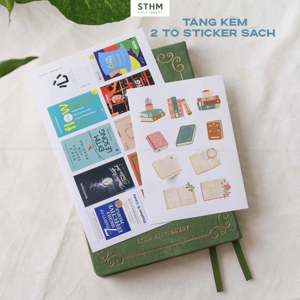 Sổ tay may chỉ bìa cứng PU A5 Nhật ký đọc sách Reading Jounal