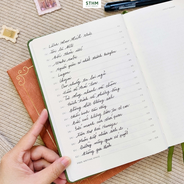 Sổ tay may chỉ bìa cứng PU A5 Nhật ký đọc sách Reading Jounal