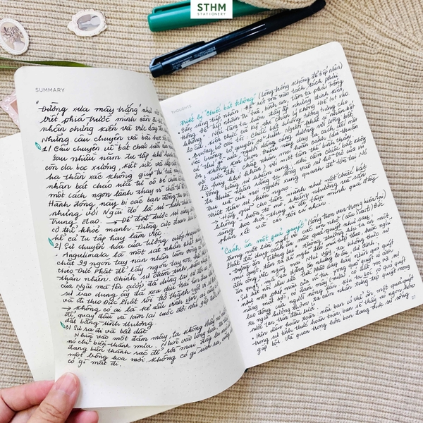 Sổ tay may chỉ bìa cứng PU A5 Nhật ký đọc sách Reading Jounal