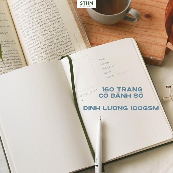 Sổ tay may chỉ bìa cứng PU A5 Nhật ký đọc sách Reading Jounal