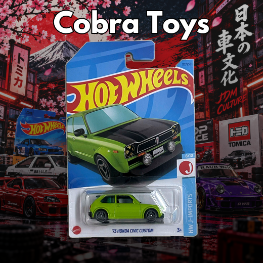 '73 HONDA CIVIC CUSTOM (GREEN) - HNJ97- Cobra Toys - Hot Wheels - Xe mô hình tỉ lệ 1:64