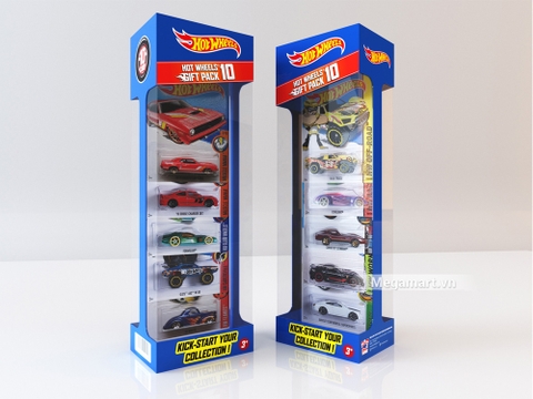Hot Wheels Bộ 10 siêu xe cơ bản với hình ảnh từ bên ngoài