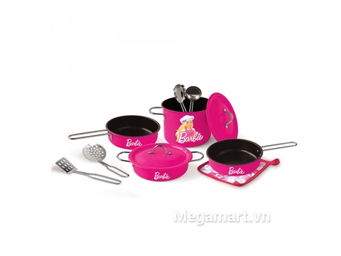 Barbie Bộ 11 dụng cụ nấu ăn Barbie hồng sen được làm từ chất liệu cao cấp