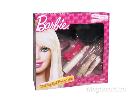 Hình ảnh minh họa cho sản phẩm đồ chơi búp bê Barbie Bộ 16 món dụng cụ làm bánh Barbie