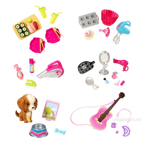 Barbie Bộ phụ kiện nhà cửa CFB50 - các loại phụ kiện có trong bộ sản phẩm này