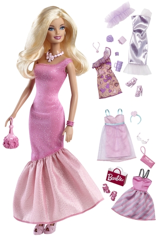 Chi tiết sản phẩm Barbie Bộ sưu tập thời trang với các trang phục và phụ kiện vô cùng lộng lẫy.