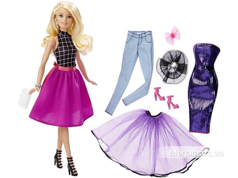 Barbie Bộ sưu tập thời trang sáng tạo - Váy tím gồm nhiều chi tiết đẹp