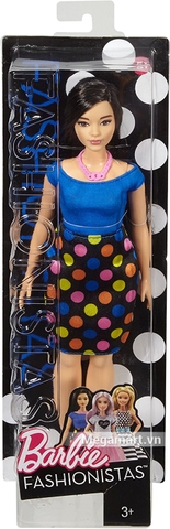 Barbie Fashionistas - Dáng mập váy chấm bi - Vỏ hộp sản phẩm từ bên ngoài