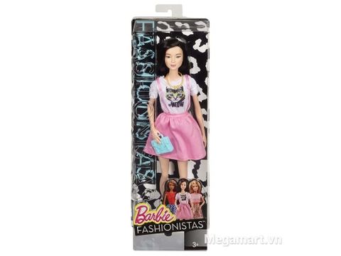 Hộp đựng bên ngoài của Barbie Fashionistas - Váy hồng áo Meow