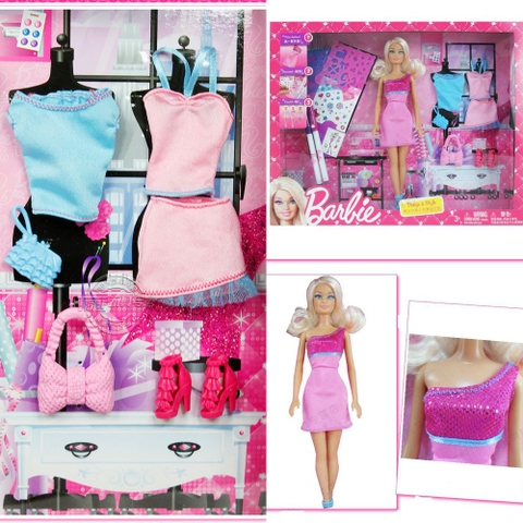 Bộ đồ chơi Barbie Vui thiết kế cùng Barbie cho bé tô theo khuôn hoặc tùy ý vẽ theo những hình mà bé tưởng tượng.