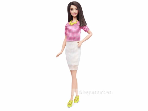 Barbie Fashionistas Váy trắng Áo hồng - Cao - hình ảnh búp bê