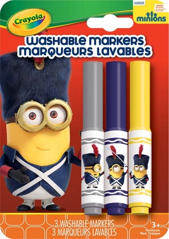 Hình ảnh vỏ ngoài của Crayola Bộ 3 bút lông Minions xám, xanh tím và vàng - tẩy rửa được