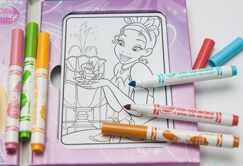 Đồ chơi Crayola Bộ bút giấy tô màu hình công chúa - 6 bút lông mini và vở tô màu